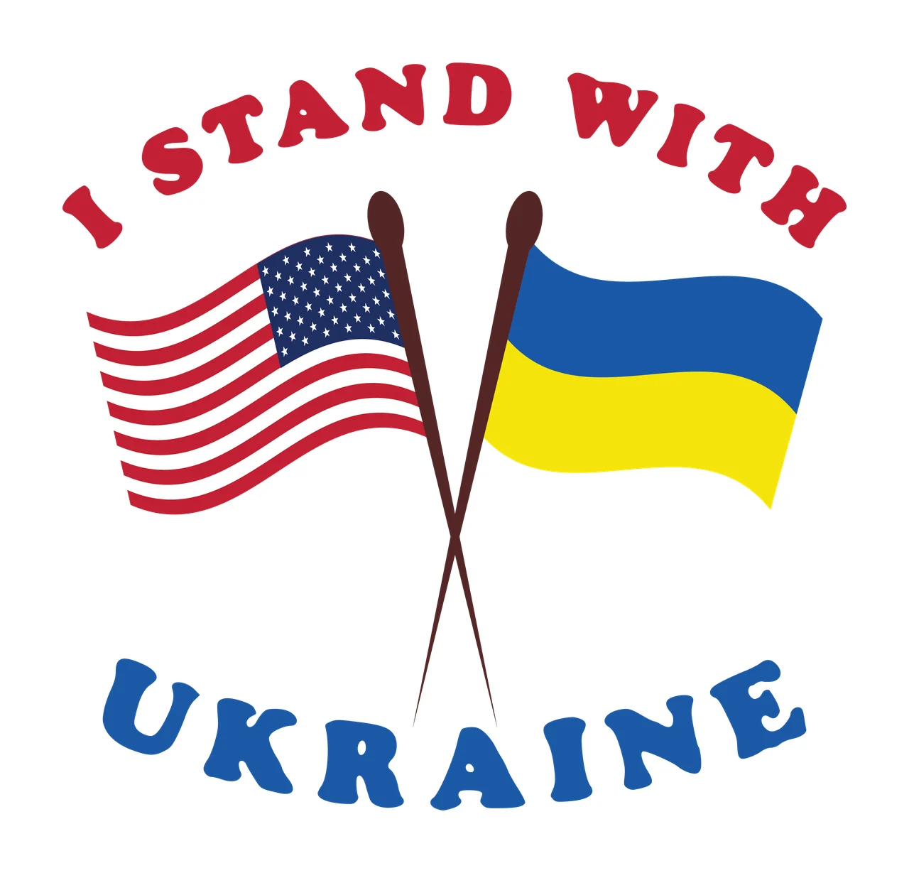 I Stand With Ukraine Text Flags and black white typography