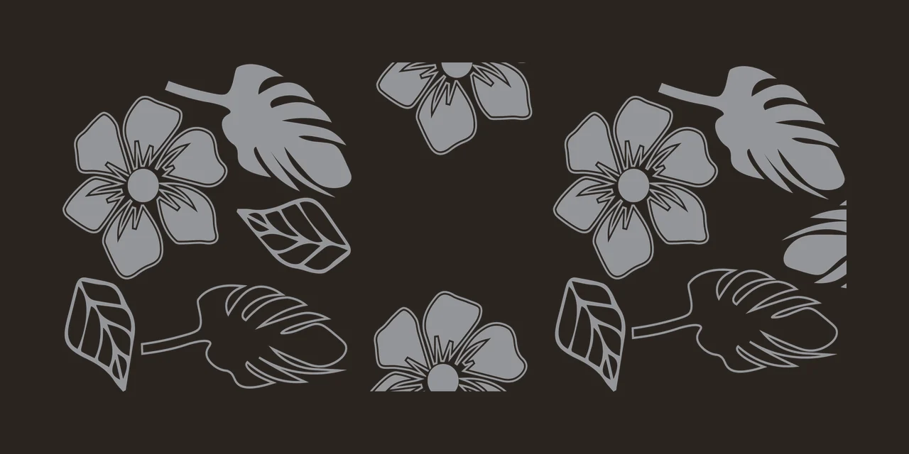 Can Glass Wrap Black Floral Botanical Silhouette Pattern tropical and contrast preview thumbnail