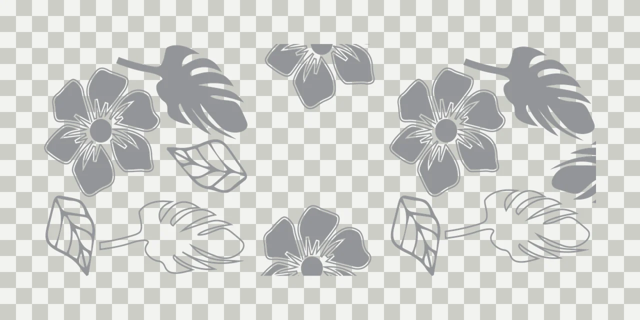 Can Glass Wrap Black Floral Botanical Silhouette Pattern tropical and transparency and detail preview thumbnail