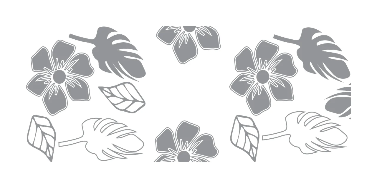 Can Glass Wrap Black Floral Botanical Silhouette Pattern tropical and