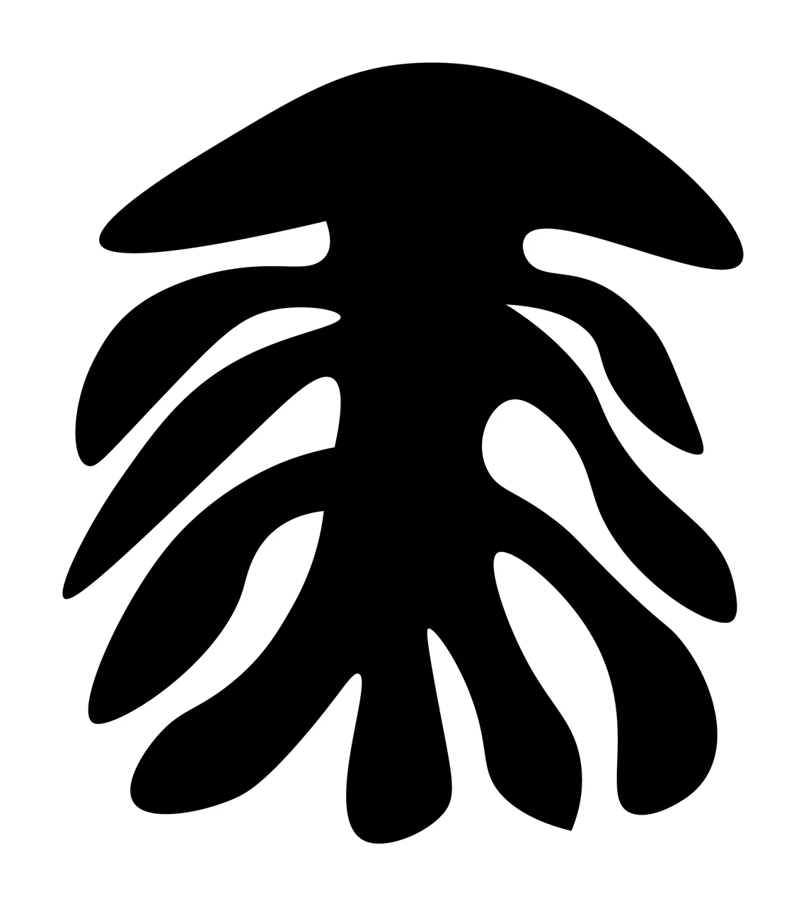 Abstract Organic Shaped Silhouette With Multiple Extending Curving