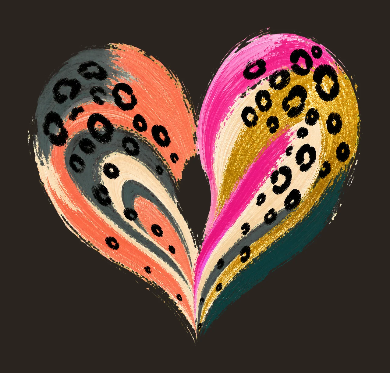 Leopard Heart Boho Brush Stroke sublimation Variation C contrast preview thumbnail