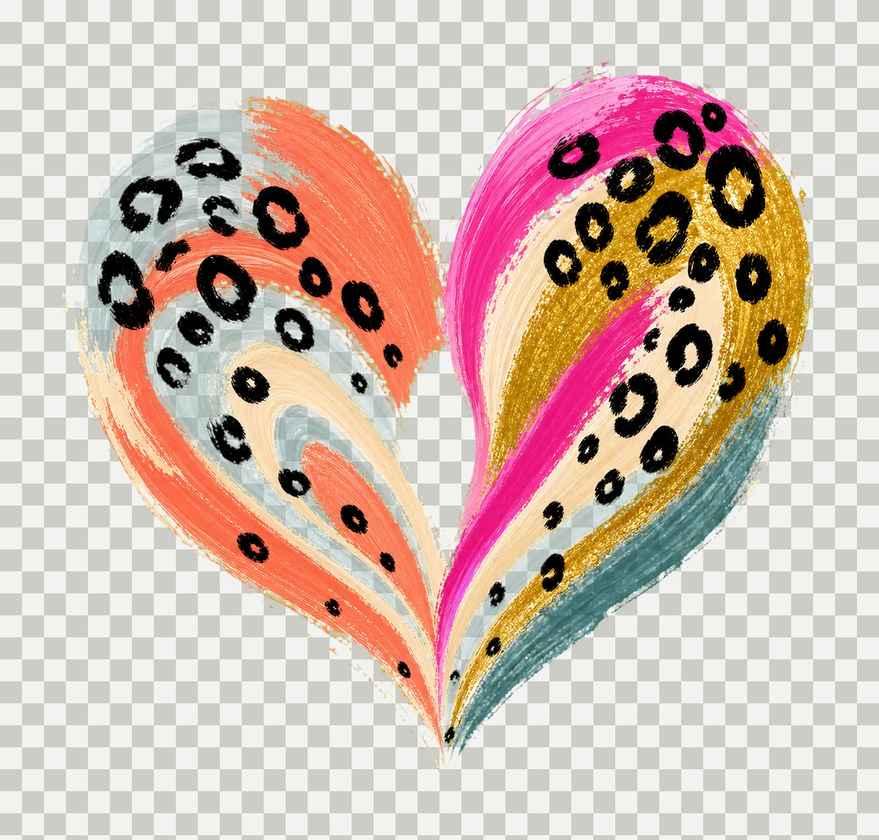 Leopard Heart Boho Brush Stroke sublimation Variation C transparency and detail preview thumbnail