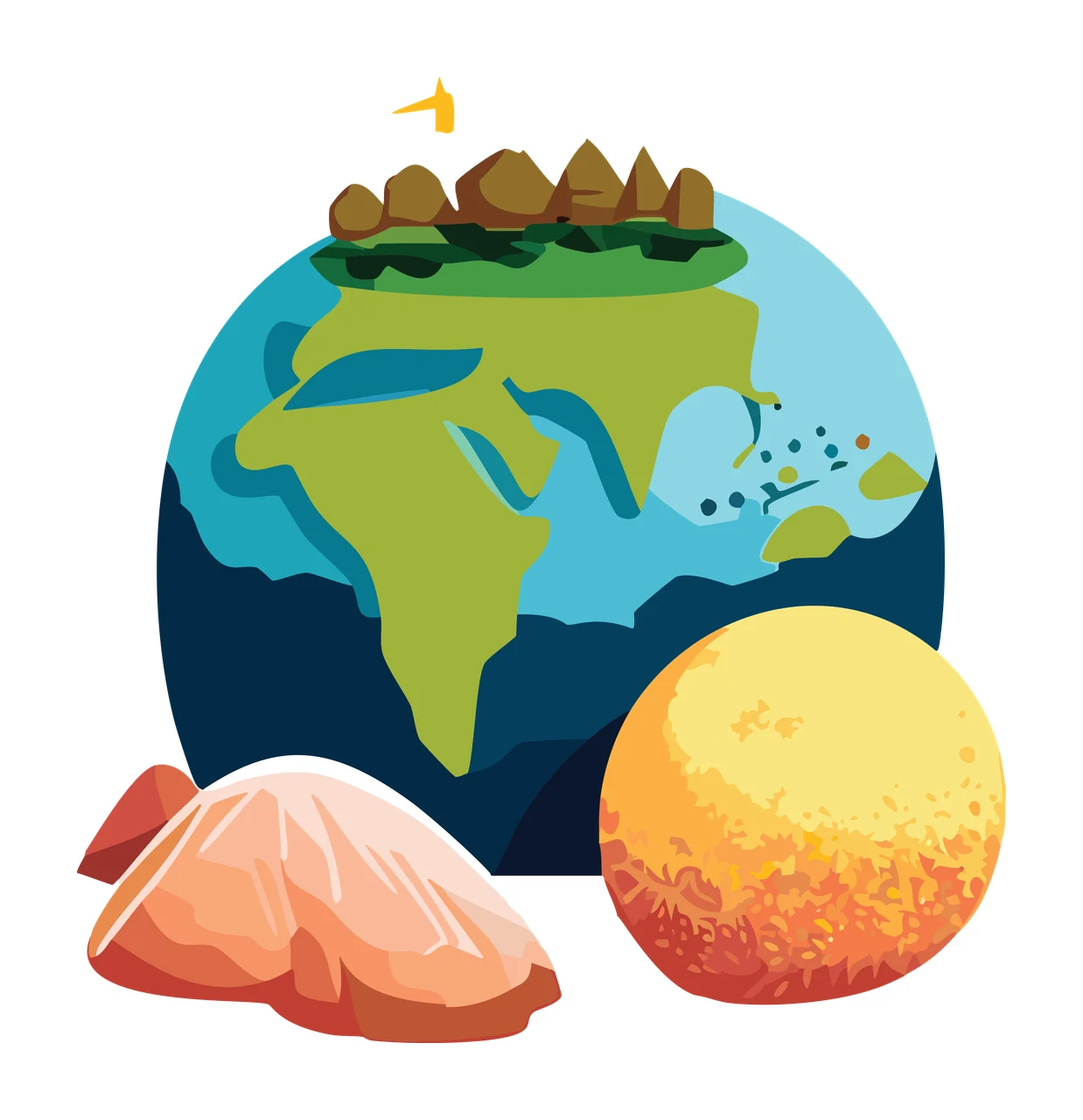 Earth And Rock Globes Silhouette World map globe rocks black