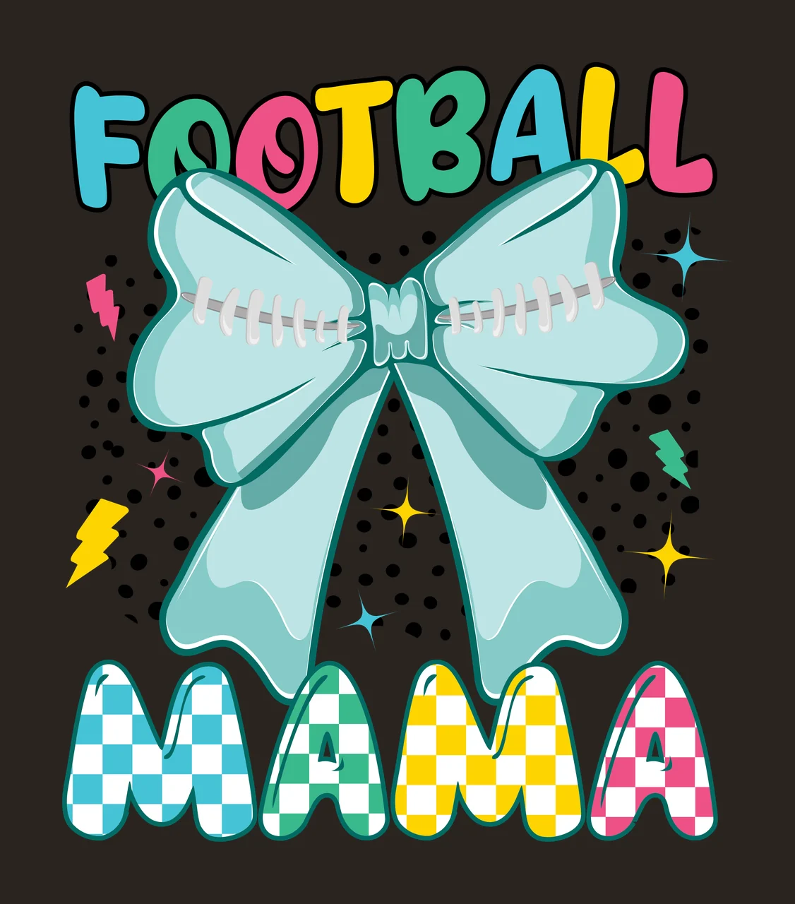Football Mama Dots Black Bow Silhouette With Text Variation contrast preview thumbnail