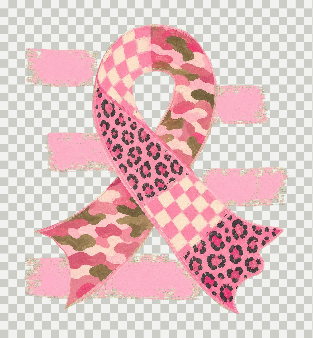 Triple Pattern Pink Awareness Ribbon bundle 04 transparency and detail preview thumbnail