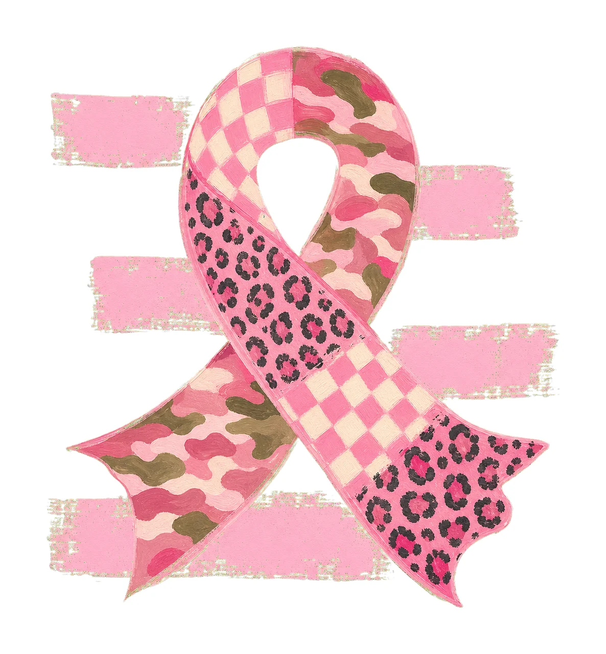 Triple Pattern Pink Awareness Ribbon bundle 04