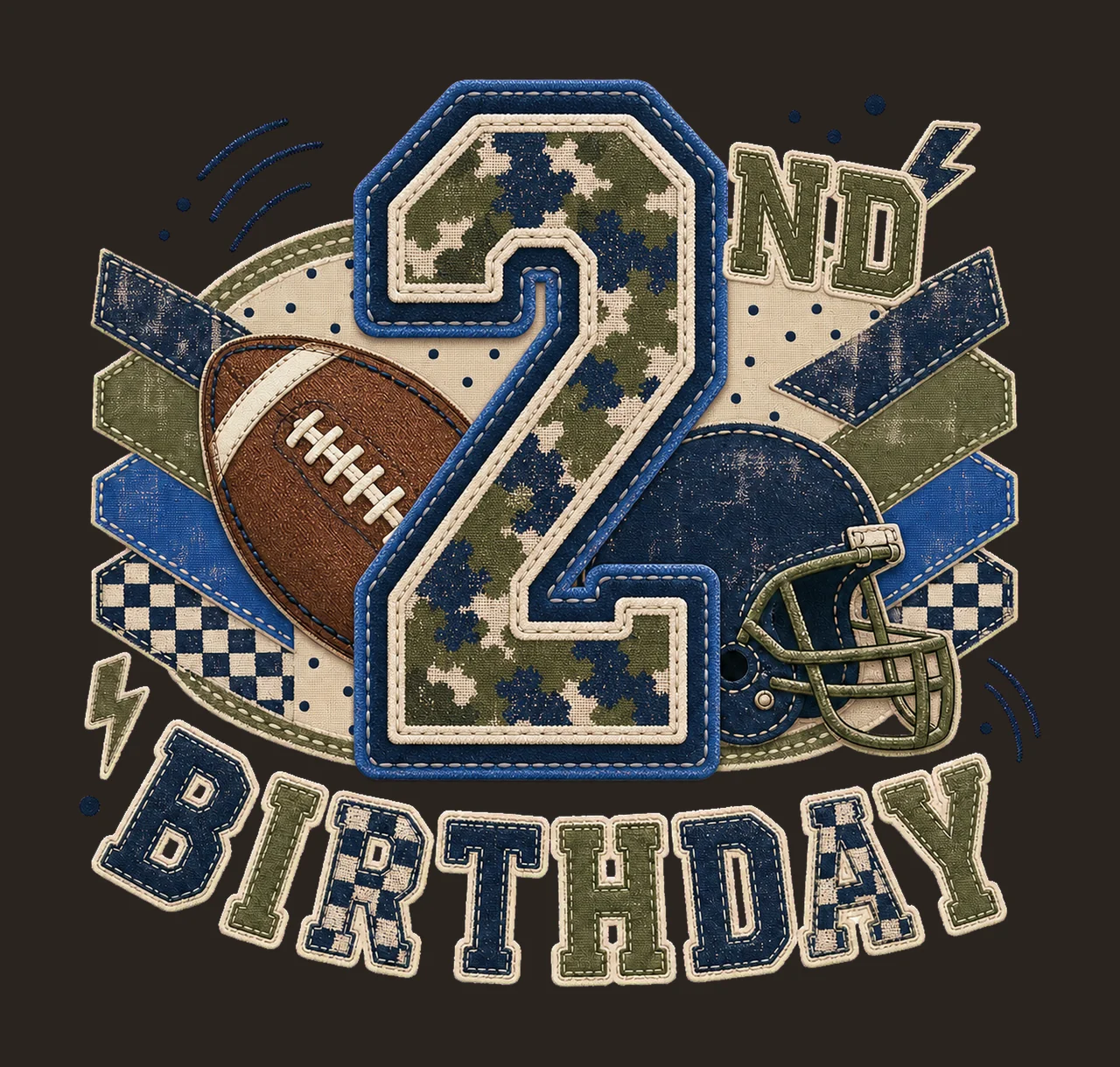 Star Camo Football Birthday sublimation instant Variation A contrast preview thumbnail