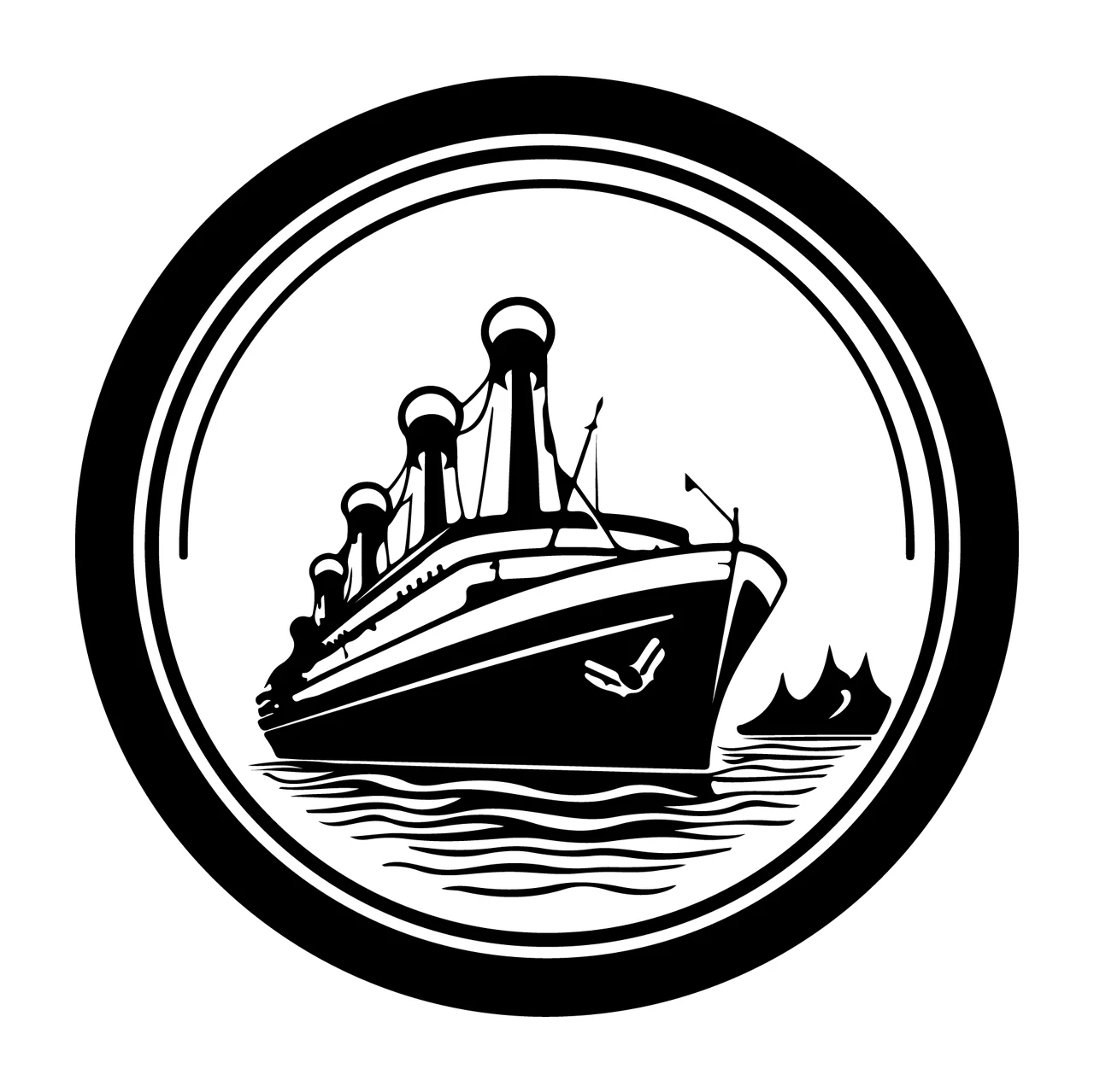 Ship Circular Illustration Of And Iceberg sailing waves circle