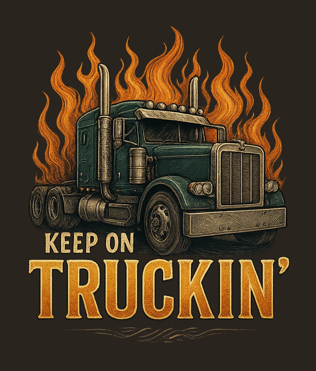 Keep on Truckin Trendy Shirt Designs Semi Truck Sublimation contrast preview thumbnail