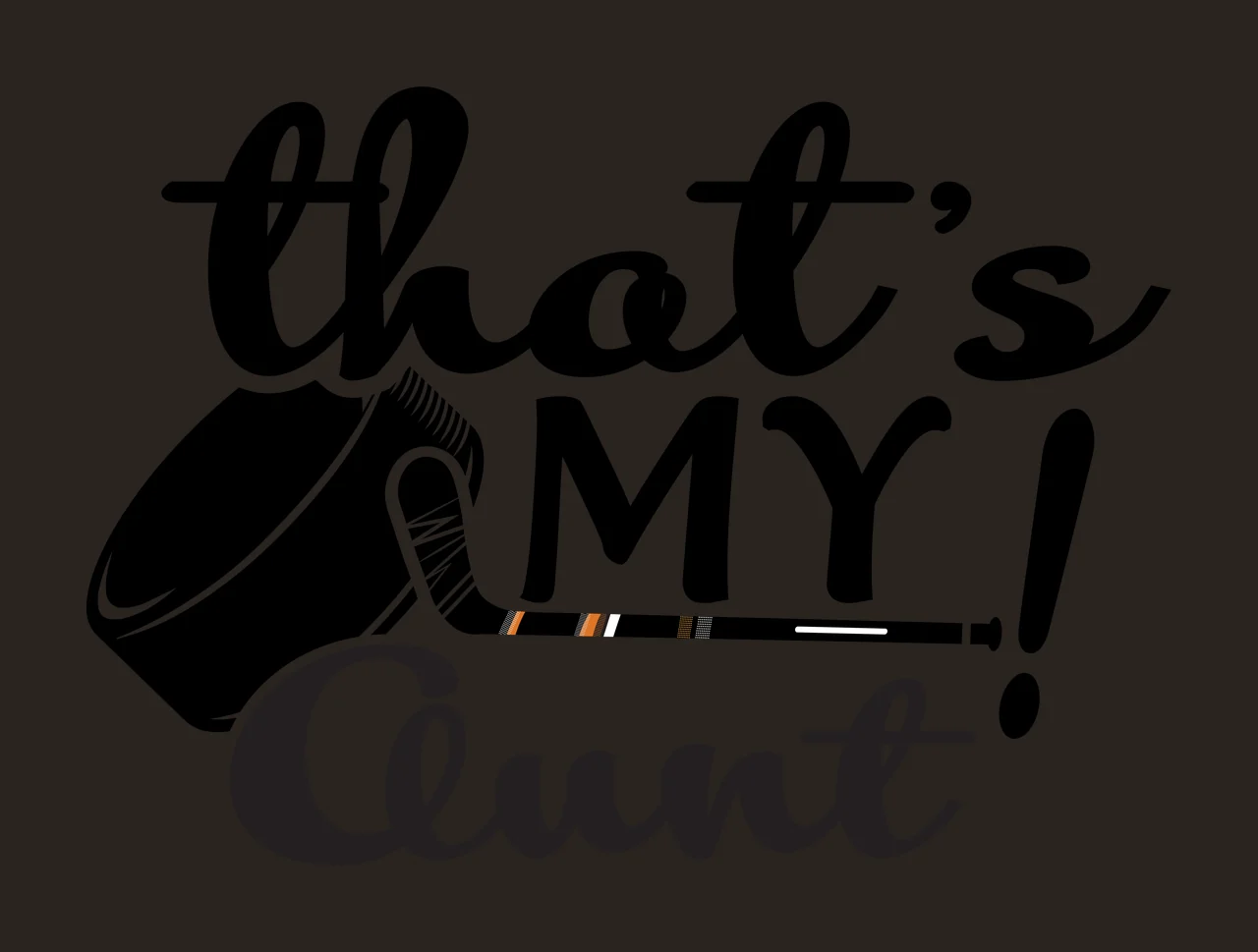 Hockey Sport Graphic Theme with Puck and Stick Typography, Black and White Hockey Lettering and Equipment Illustration contrast preview thumbnail