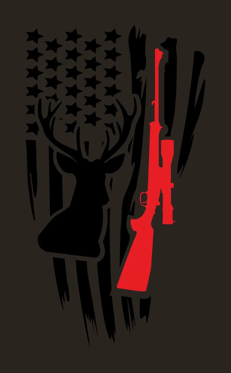 Hunting American Flag Deer Head And Rifle stars stripes distressed contrast preview thumbnail