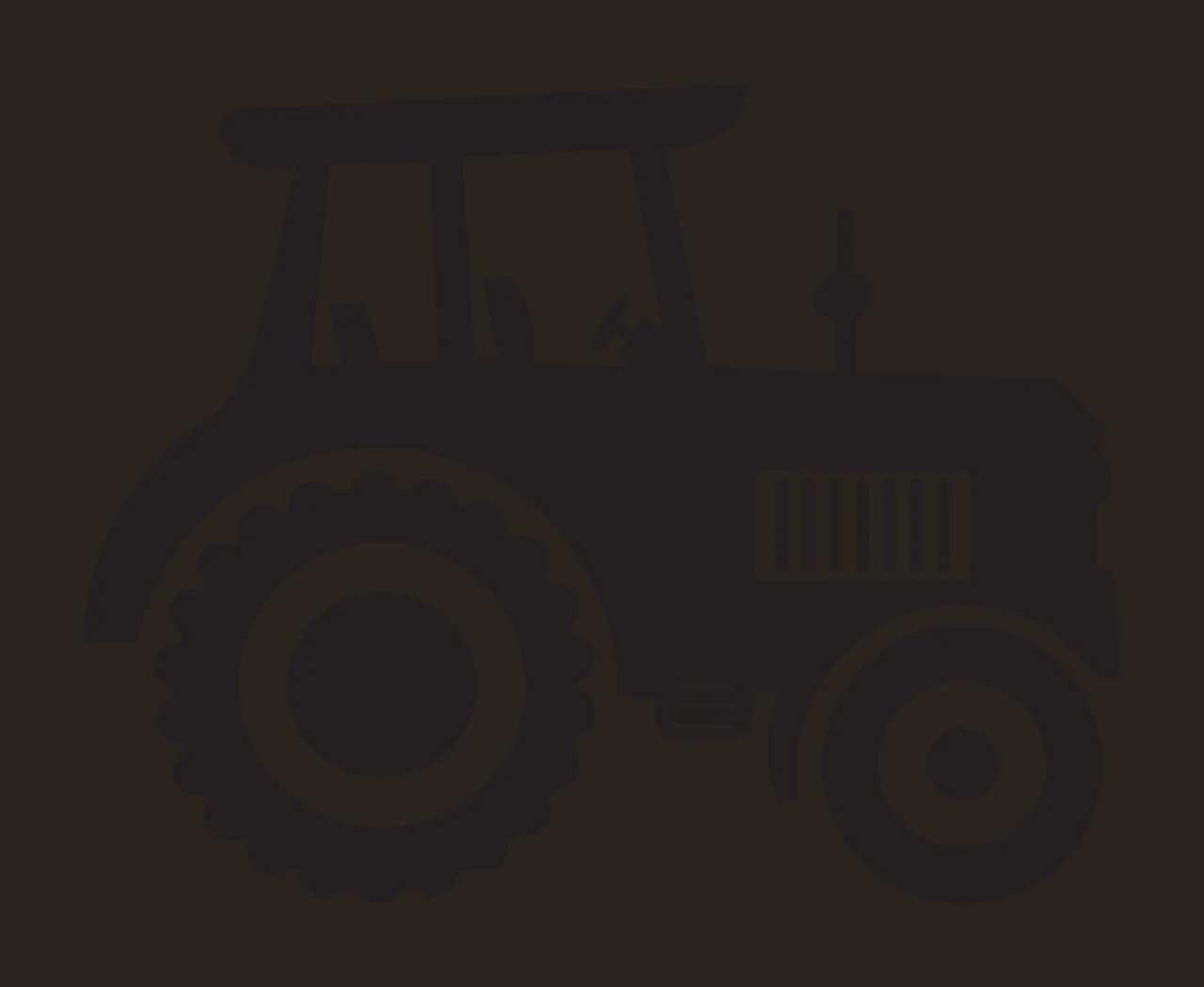 Silhouette Design of Tractor with tractor body, large rear wheel, small front wheel and cab in black and white contrast preview thumbnail