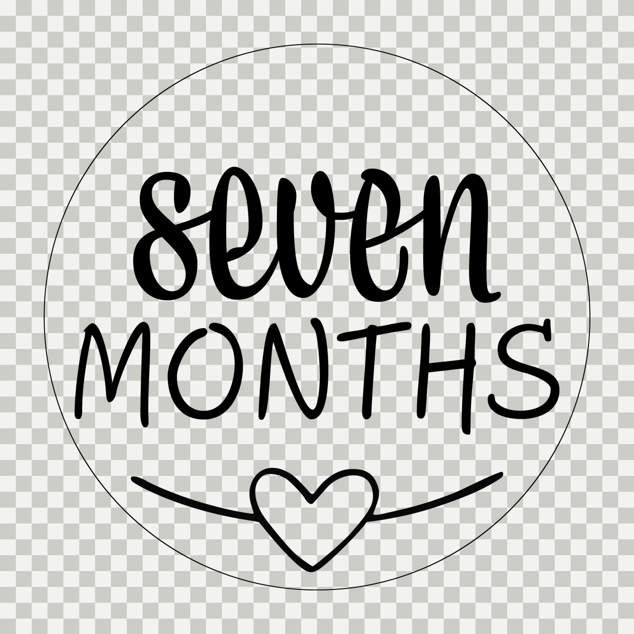 Seven Months Circular Graphic With Text and heart circle black transparency and detail preview thumbnail