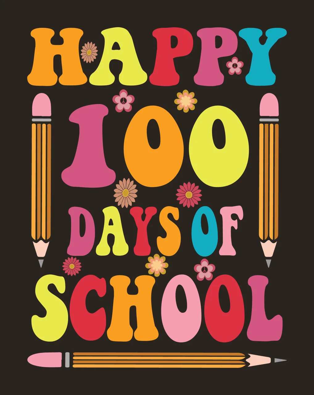 Of School Typography text with pencil illustrations flower contrast preview thumbnail