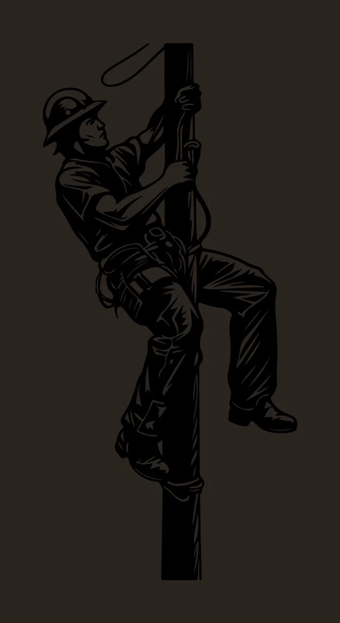 Line Worker Climbing Utility Pole Illustration helmet harness contrast preview thumbnail