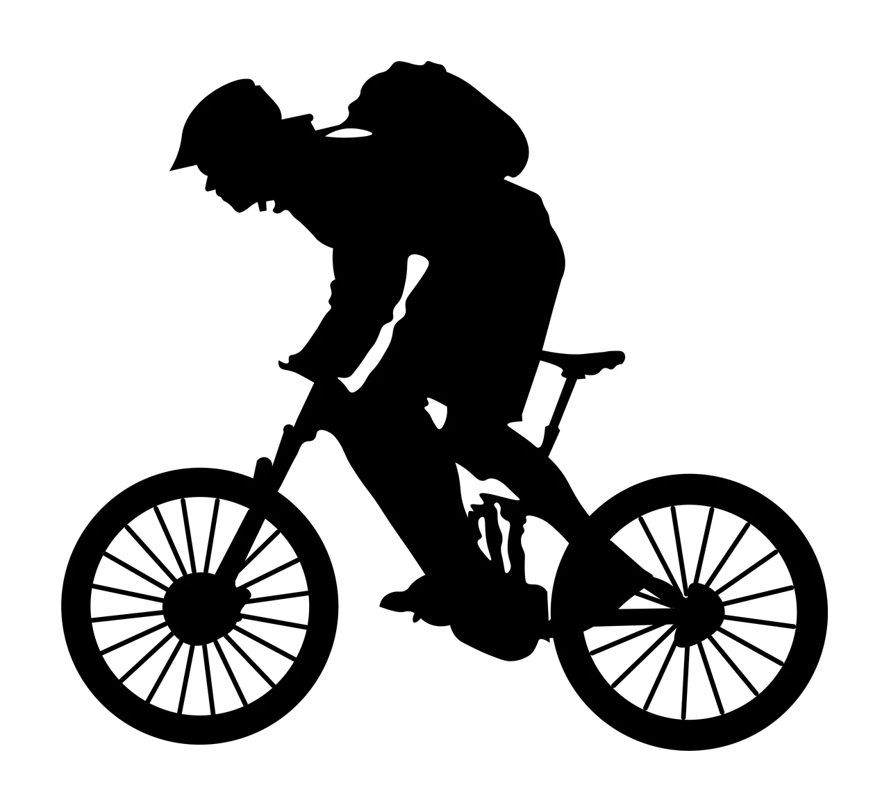 Mountain Bike Black Silhouette Of A Person Riding biker white
