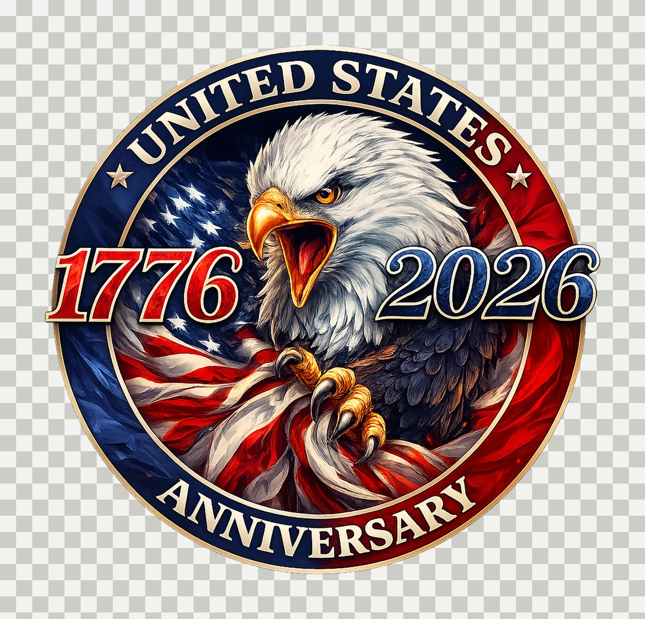 United States 250th Anniversary Patriotic Eagle Design transparency and detail preview thumbnail