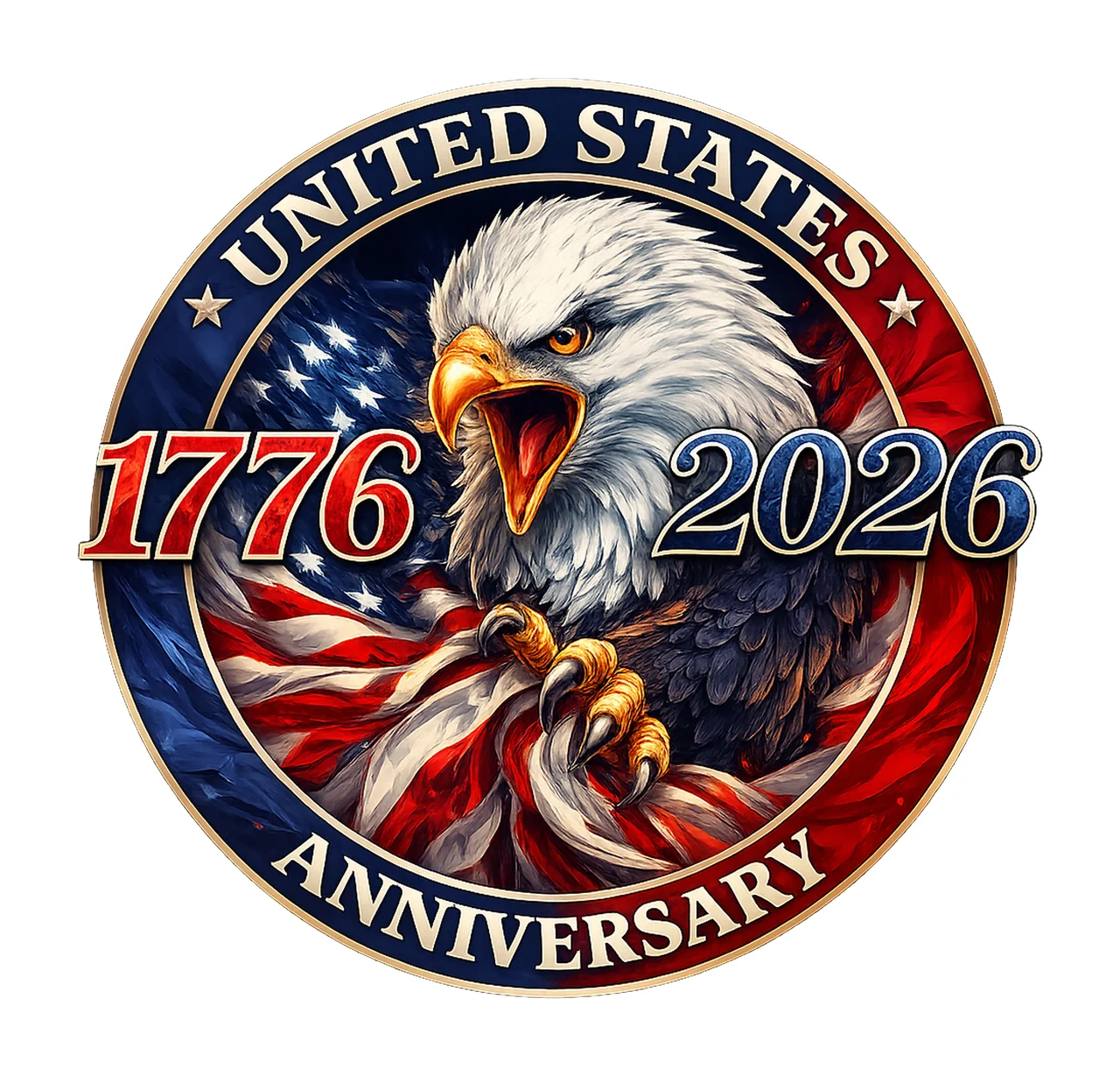 United States 250th Anniversary Patriotic Eagle Design