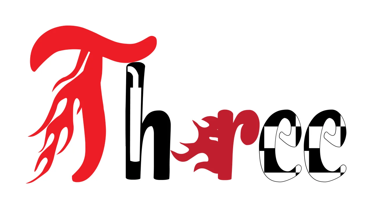 Three Flaming Letter Typography Design burning flame black