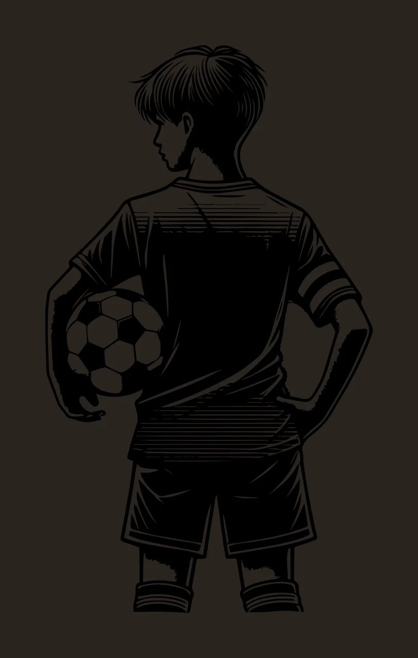 Soccer Ball Boy With View From Back youth holding shorts t shirt contrast preview thumbnail