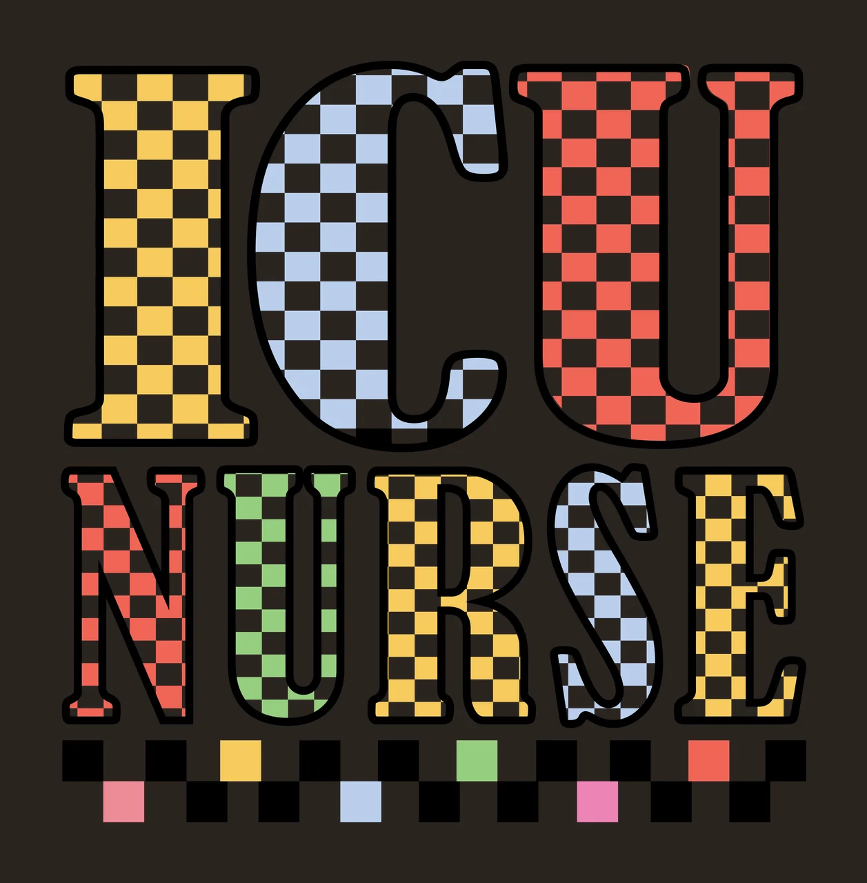 Icu Nurse Checkered Text Design stationary checkerboard pattern contrast preview thumbnail