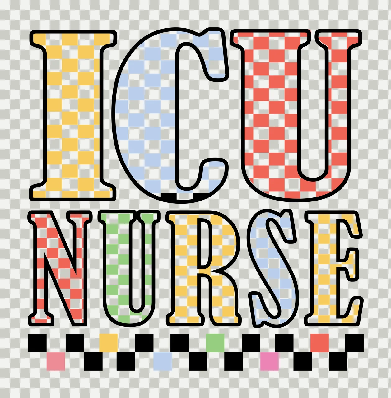Icu Nurse Checkered Text Design stationary checkerboard pattern transparency and detail preview thumbnail