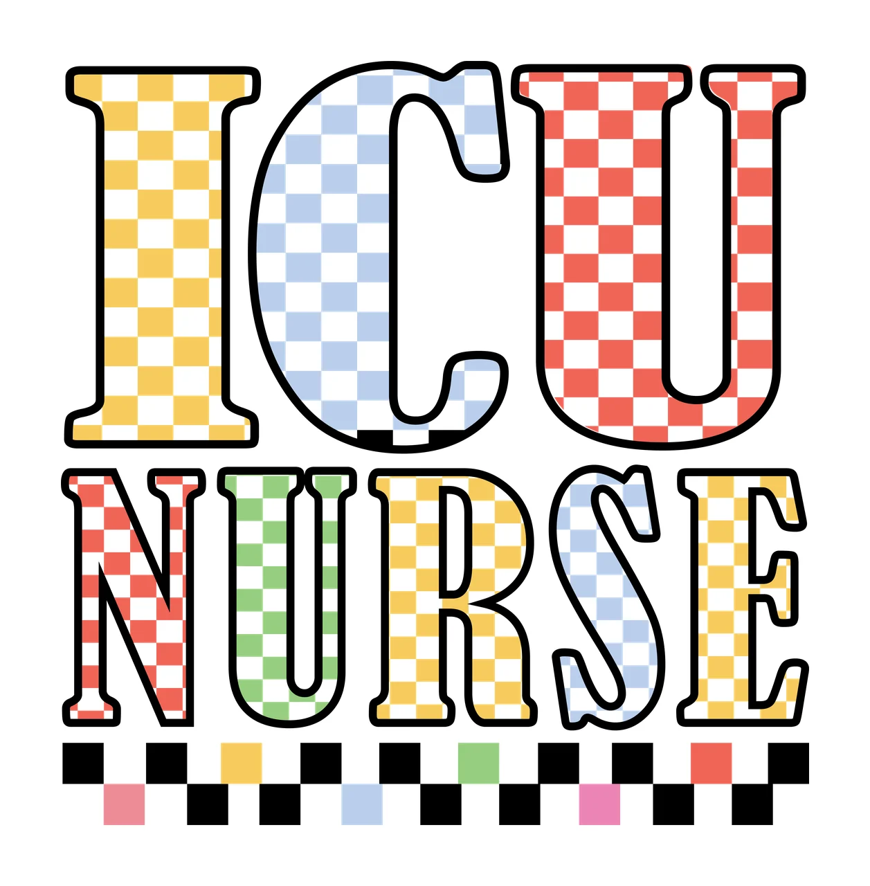 Icu Nurse Checkered Text Design stationary checkerboard pattern