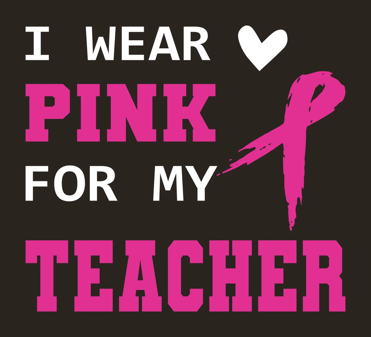 PINK TEACHER breast cancer awareness teacher Design with varsity block text and distressed awareness ribbon in magenta pink and white contrast preview thumbnail