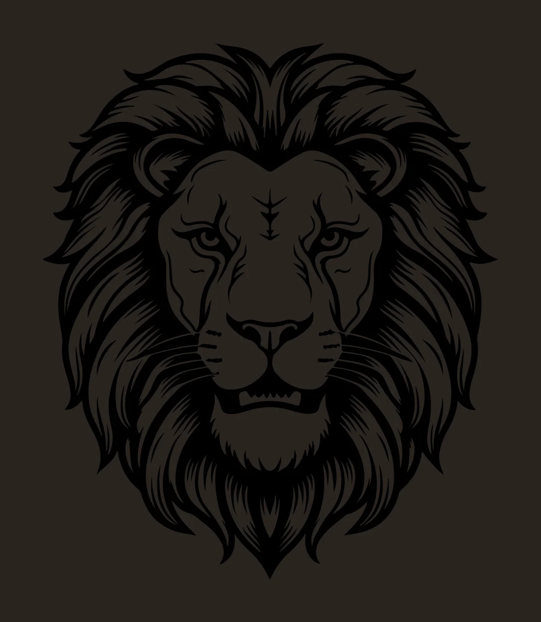 Lion Head Black And White Illustration staring mane engraving contrast preview thumbnail
