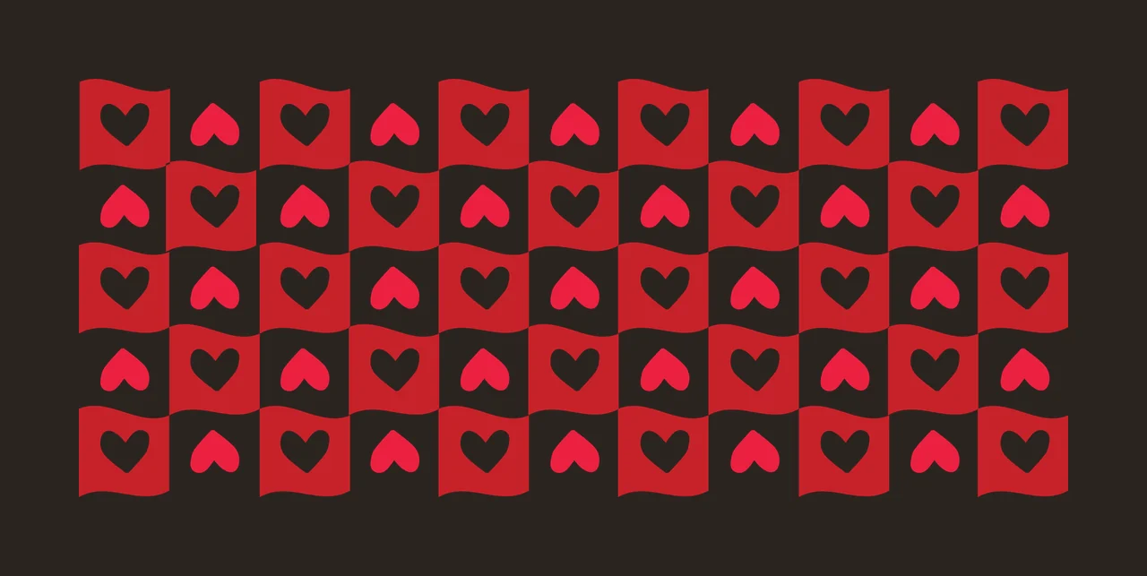 Hearts Can Glass Wrap Heart Pattern Checkered Banner black contrast preview thumbnail