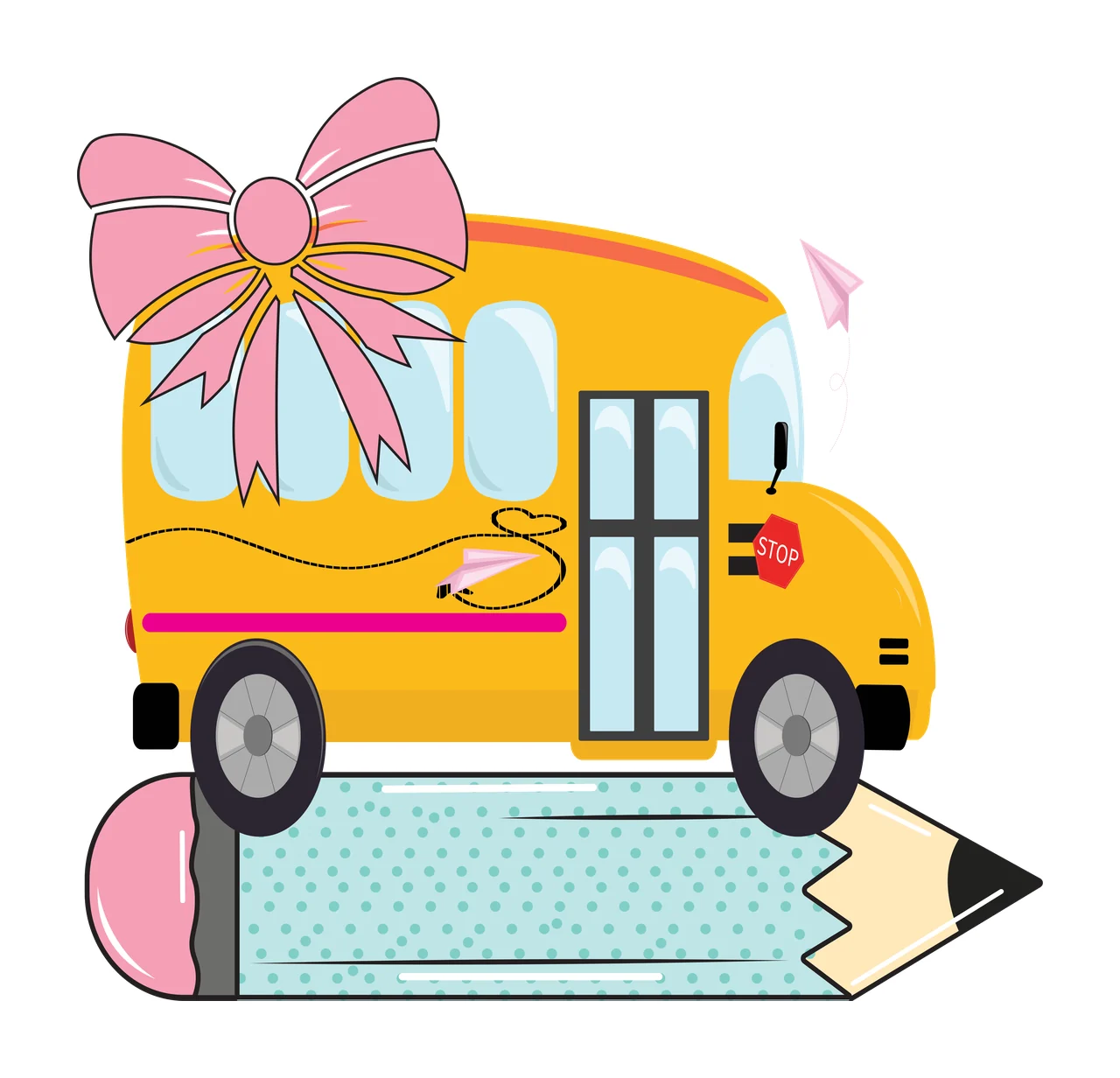 On Silhouette Vehicle Carrying A Large Bow paper airplane pencil shape