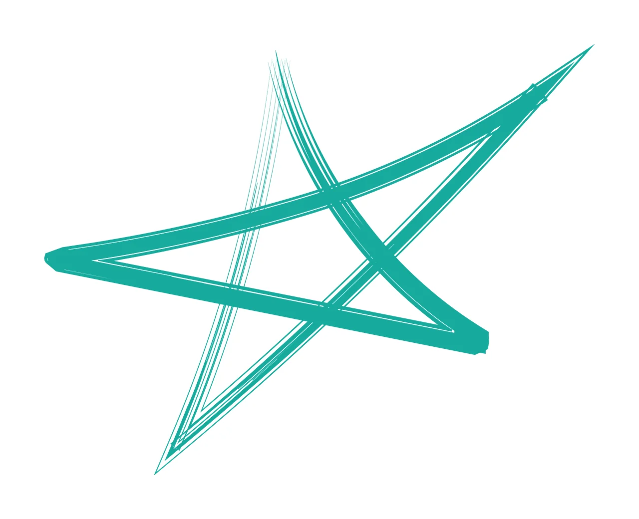 Brush Five Pointed Star Strokes intersecting sketch black plain