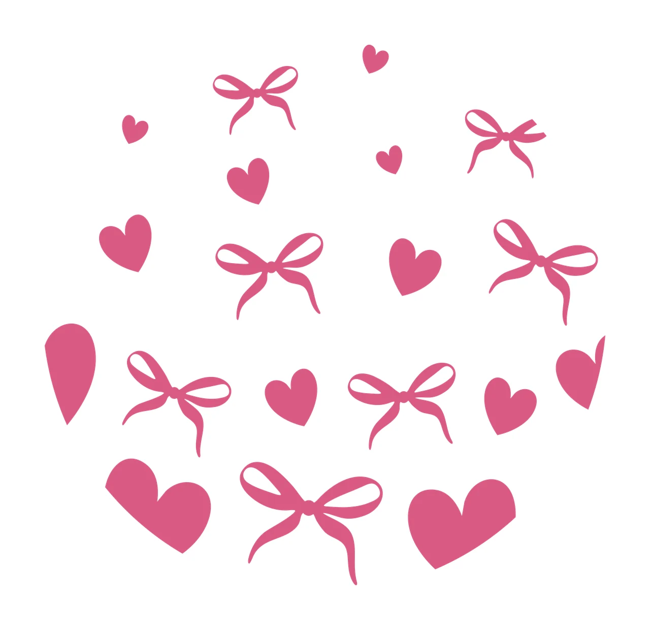 Bow Keychain Decorative Bows And Hearts Circular Pattern patterned