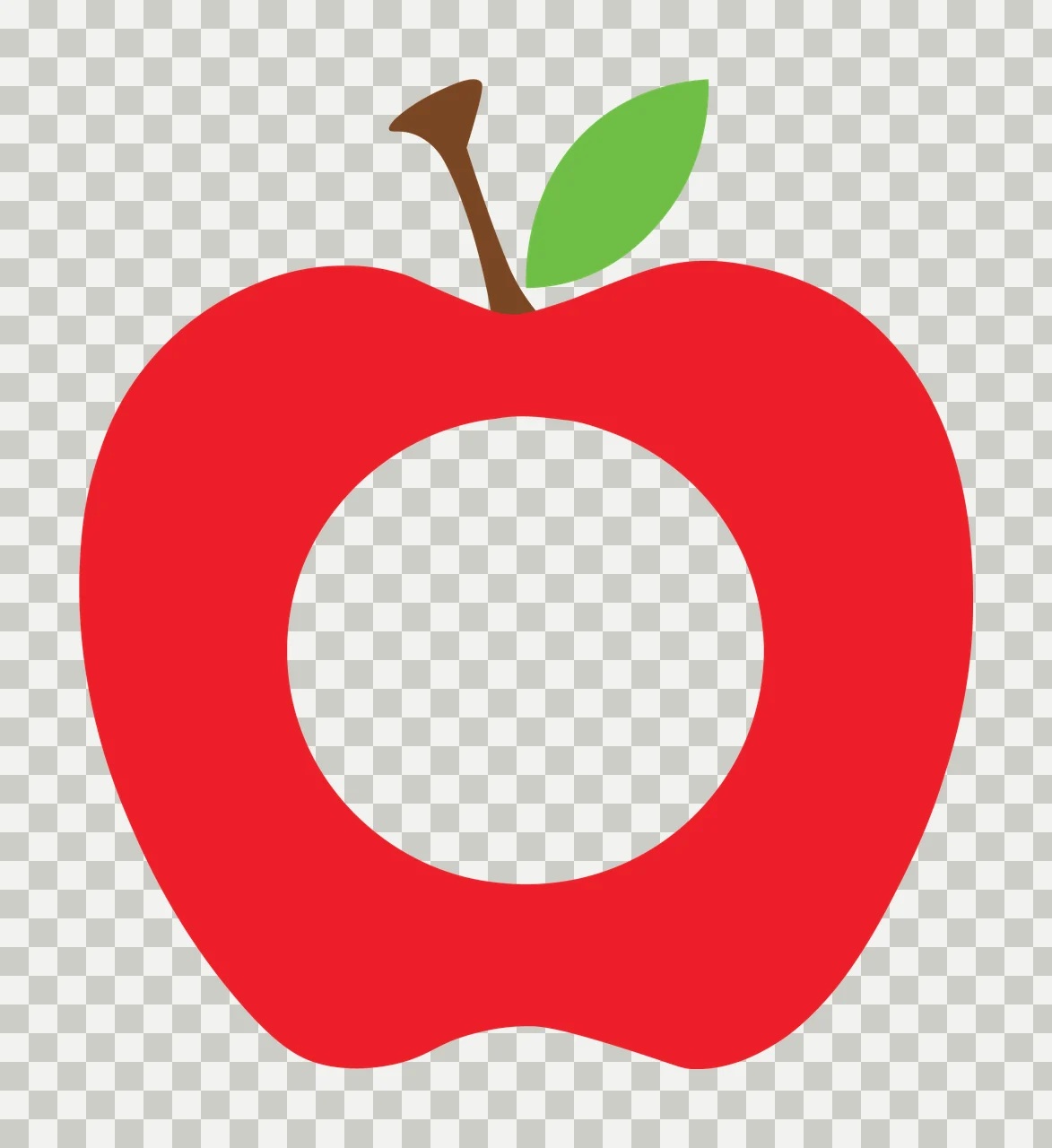 Apple Cutout With Leaf And Stem In Red transparency and detail preview thumbnail