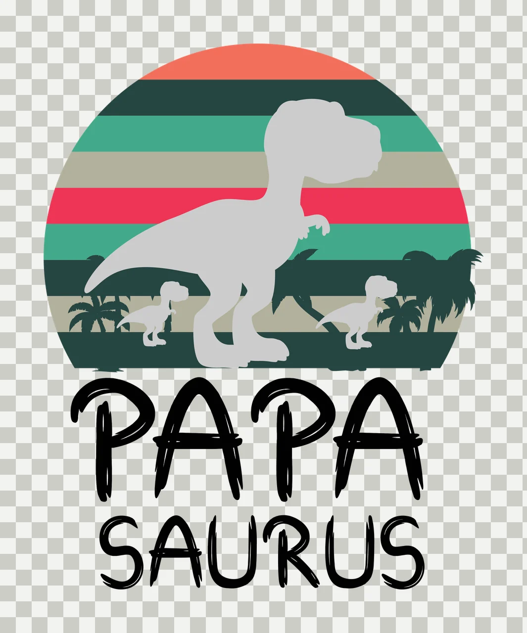 Papa Saurus Text Under Sunset Silhouette dinosaur graphic logo transparency and detail preview thumbnail