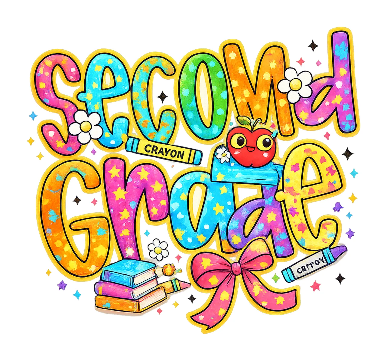 Second grade preppy back to school teacher design colorful