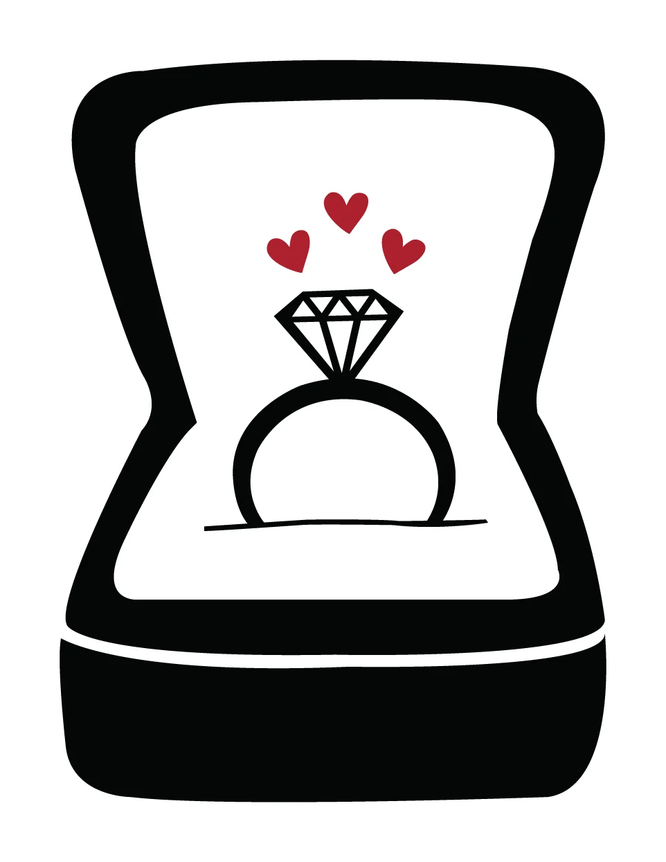 Ring Box Open With Black And White