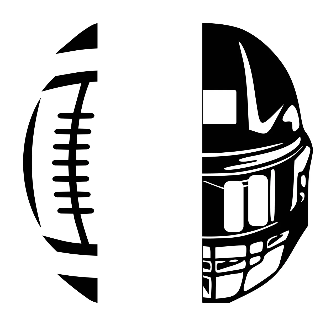 Split Graphic Showing Football And Protective Helmet Side black