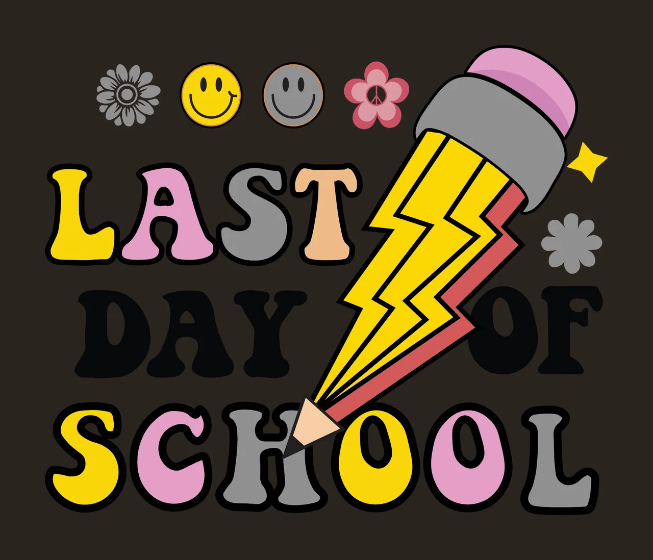 Last Day Of School Lightning Graphic text and symbols bolt contrast preview thumbnail