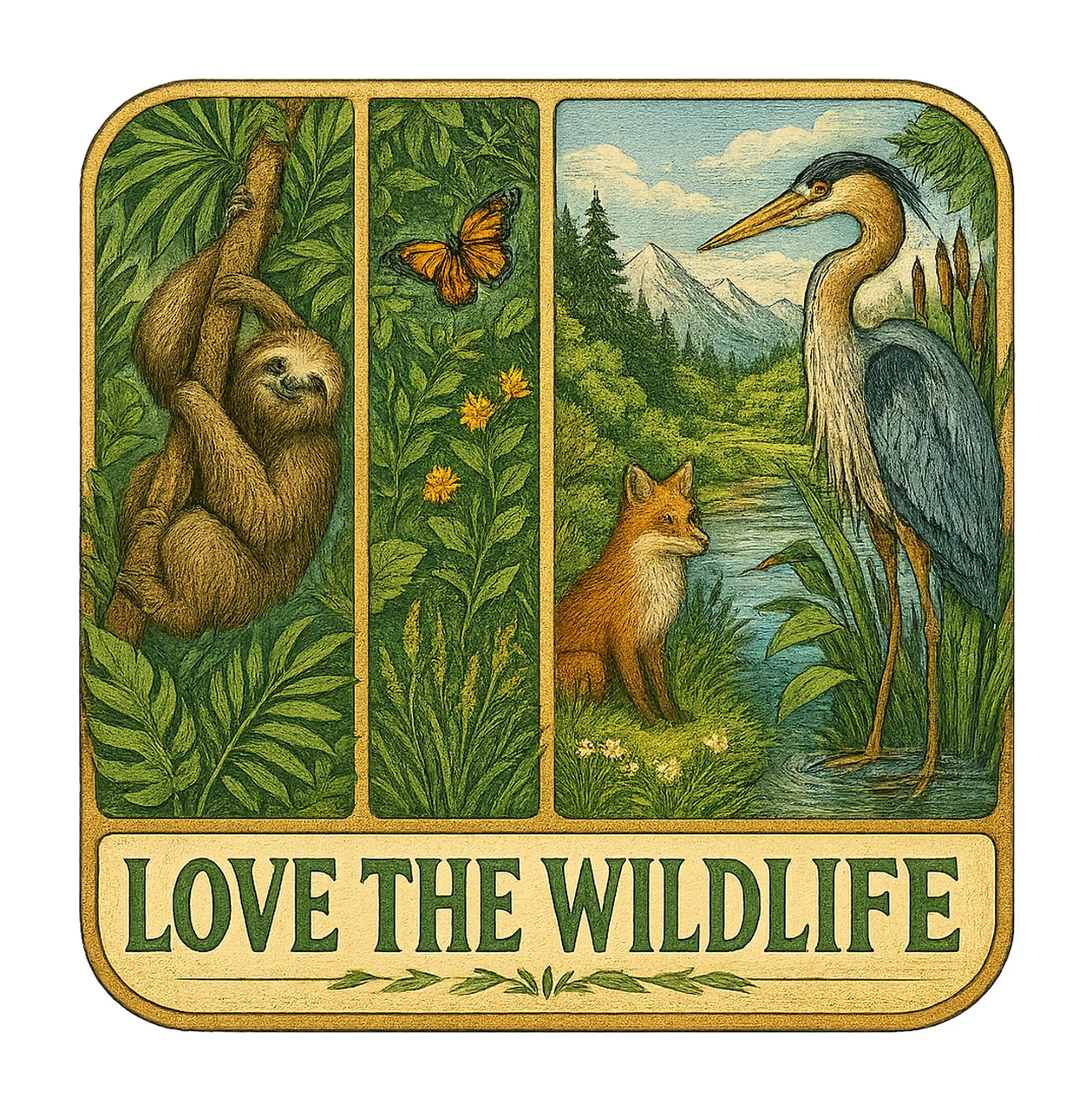 Love the Wild Things Watercolor Jungle Animals Brushstroke