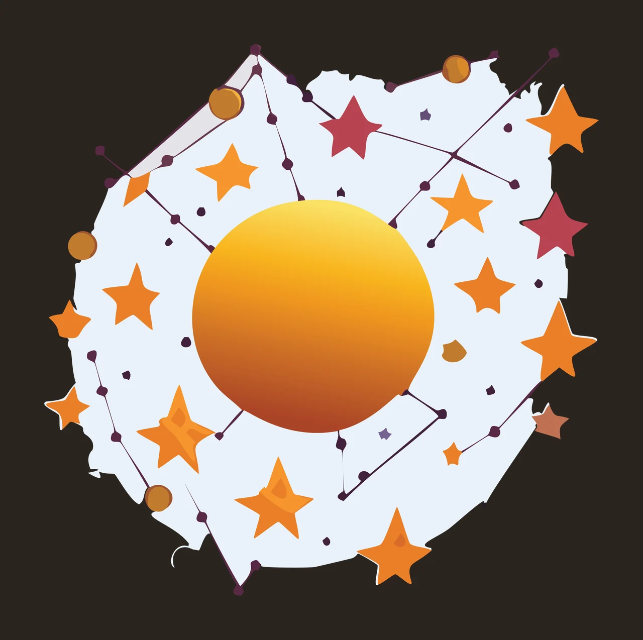 Black Circular Frame With Celestial Constellations enclosing contrast preview thumbnail