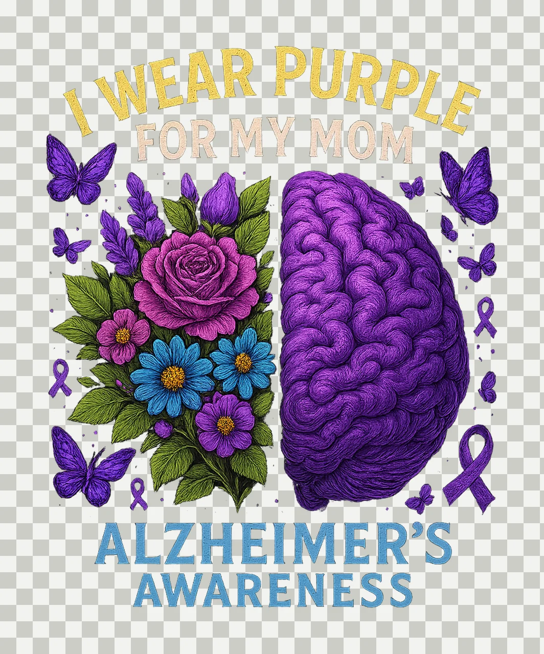 Wear Purple for My Mom Alzheimer Awareness Design Support transparency and detail preview thumbnail