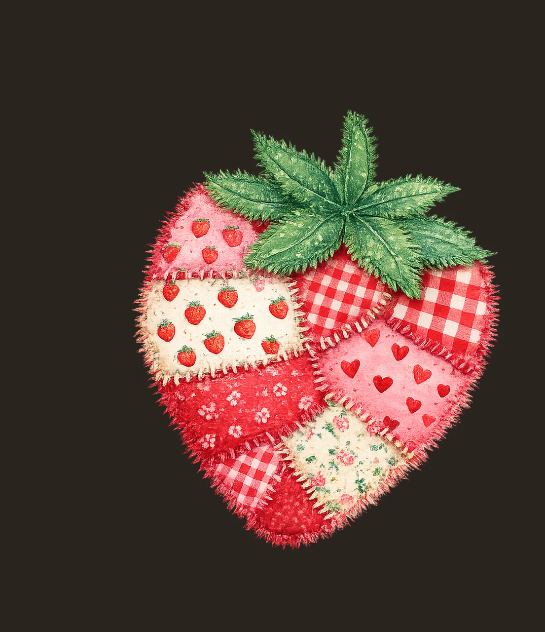 Patchwork Strawberry Vintage Quilt Strawberry Retro Fruit contrast preview thumbnail
