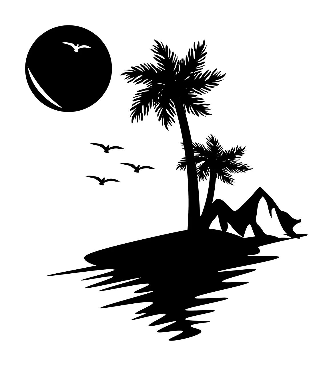 Palm Tropical Island Sunset Tree Silhouette trees sun birds