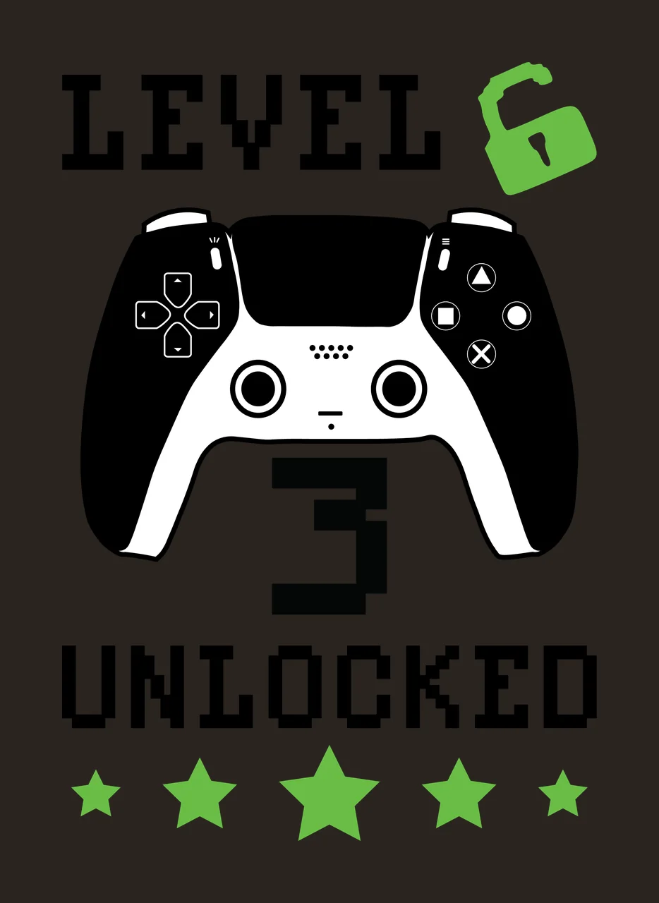 Level 3 Unlocked Video Game Controller Play lock stars black contrast preview thumbnail