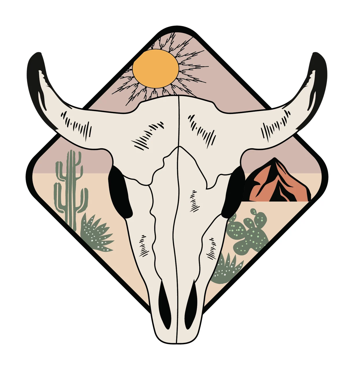 Buffalo Shape Silhouette With Curved Horns animal head black
