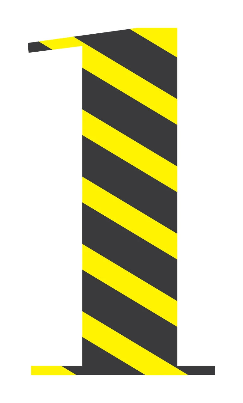 Number 1 Black One Digit With A Subtle diagonal lines white