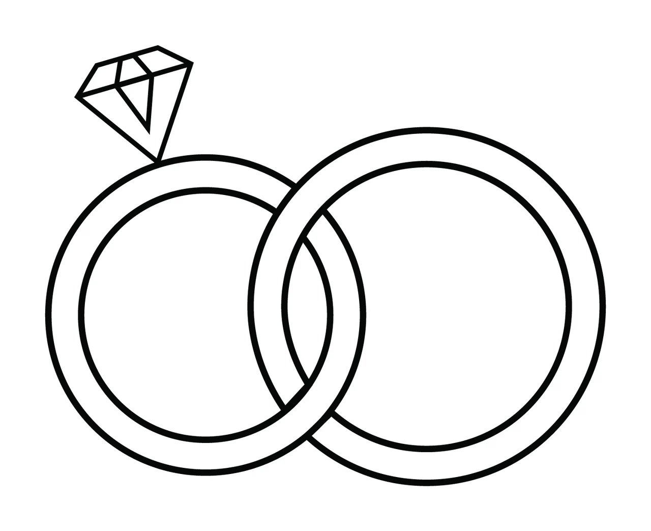 Rings Interlocking With Line Art