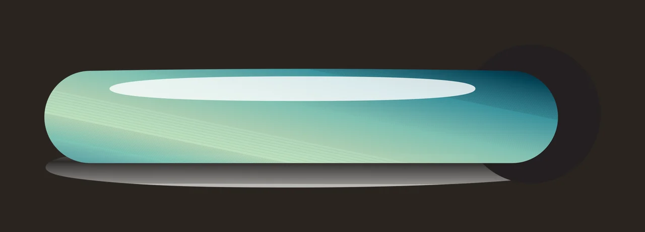 Horizontal UI bar element Illustration with capsule shape, black circular ring, glossy highlight and shadow in teal, green and blue contrast preview thumbnail